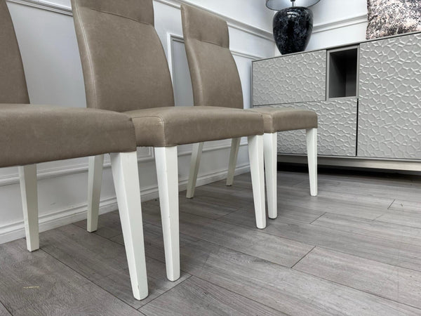 ALF Fascina Set of 6 Faux Leather Dining Chairs Taupe/ Cream RRP £3,44718
