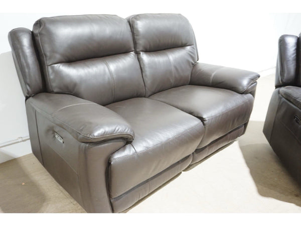 FV Touch chocolate brown leather Power Recliner 2+2 seater sofas Set3