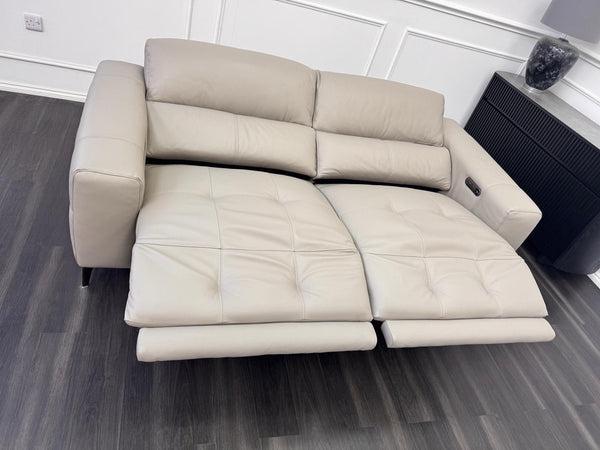 Furniture Village New York Power Recliner 3 Seater Sofa Pale Grey Leather7