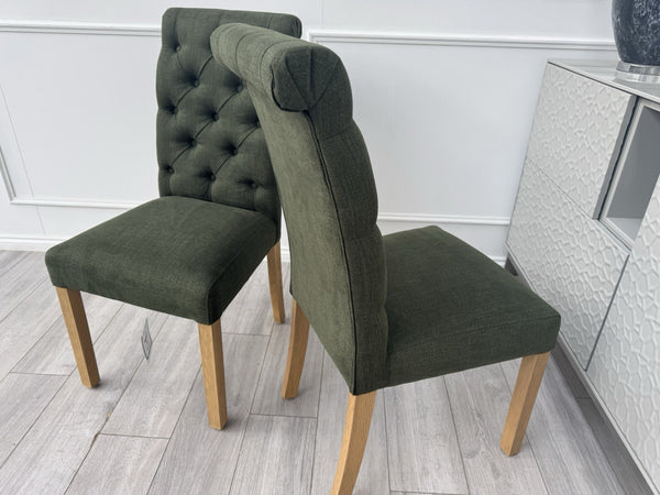 Furniture Village Hamilton Forest Green Fabric Pair Of 2 Dining Chairs7