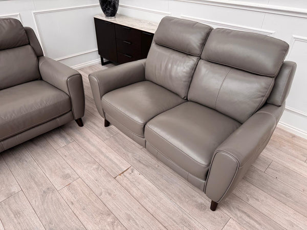 Furniture Village Zen Grey Leather Static 3 Seater  + Recliner 2 Seater Sofa Set11