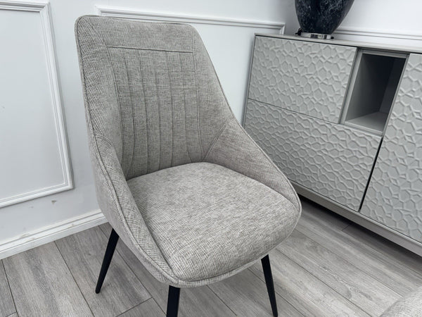 Furniture Village Crete Pair Of 2 Swivel Dining Chairs Grey Fabric6