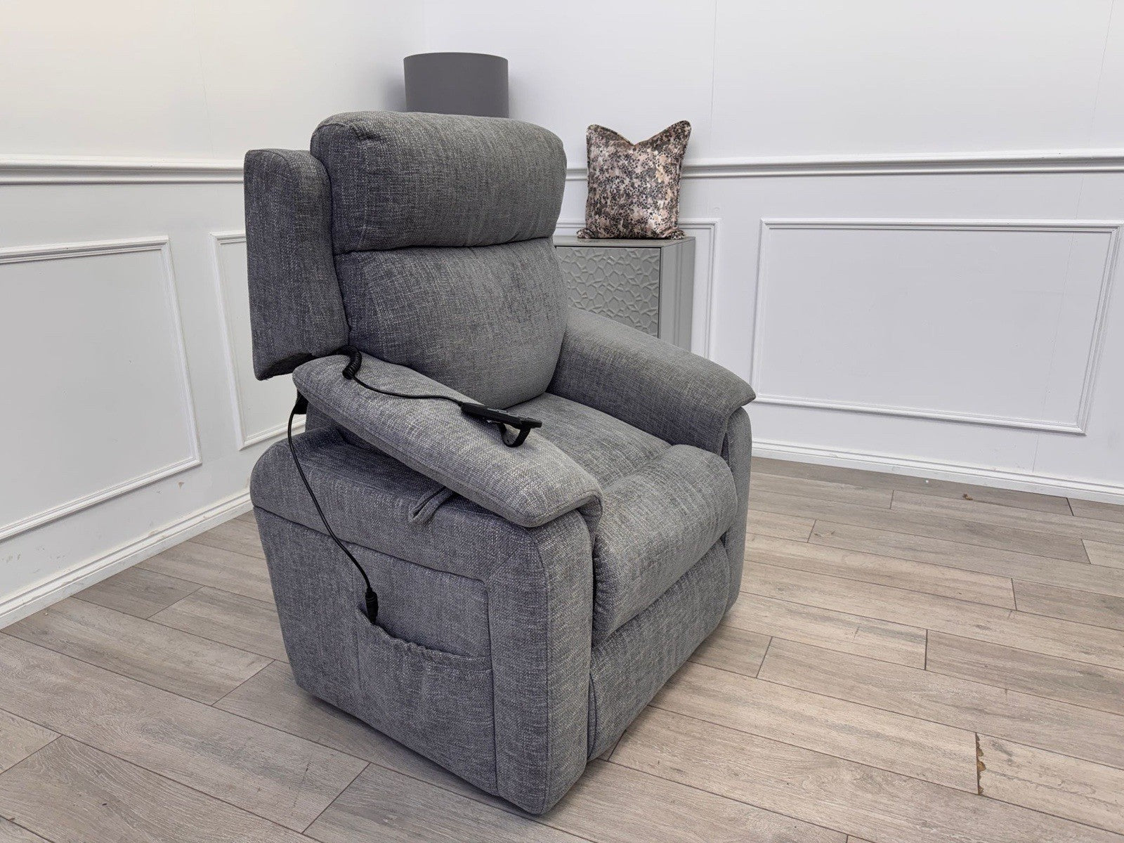 Furniture Village Kirk Lift and Rise Recliner Armchair Grey Fabric0