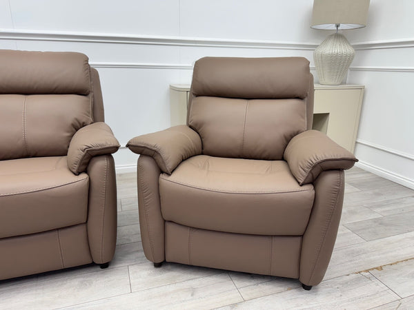 Furniture Village Dark Taupe Leather Power Recliner Armchair0