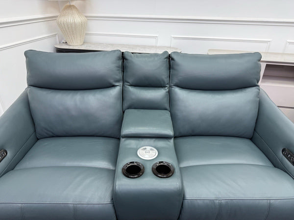 Sofology Renato Power Recliner 3 + 2 Seater Sofa Set Green Leather10