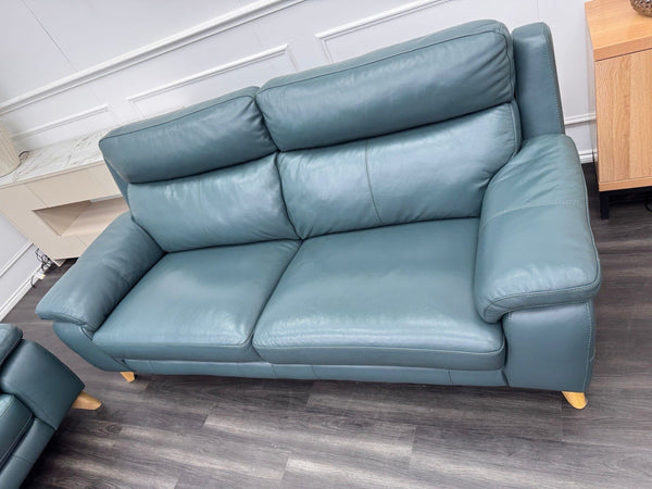 Furniture Village Missouri Static 3 & 2 Seater Sofa Set Lake Green Leather7