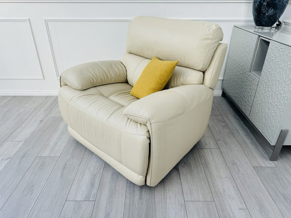 FV Link Beige Genuine Leather Pwr Recliner Armchair + Headrest + Rocking10