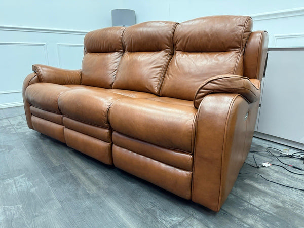 Parker Knoll Boston Brown Leather Power Recliner 3 Seater Sofa5
