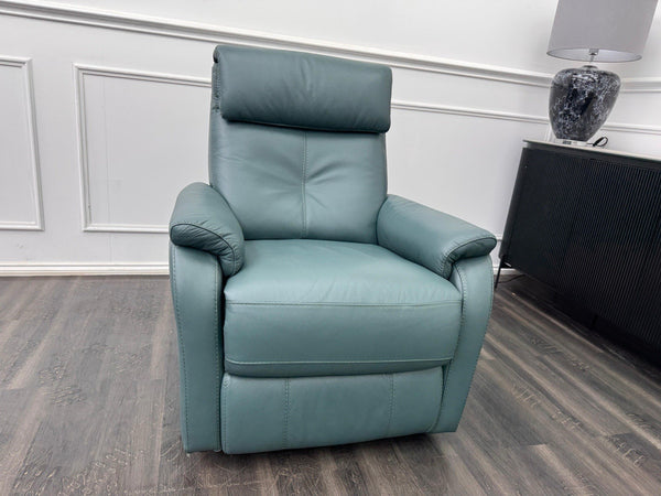 Furniture Village Rowen Lake Green Leather Armchair Pwr Recliner+Swivel+Rocking8