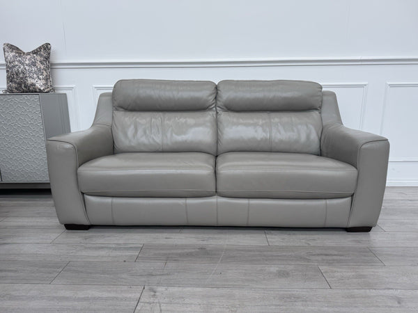 FURNITURE VILLAGE Light Taupe/Grey Genuine Leather Static 3 + 3 Seater Sofa Set2