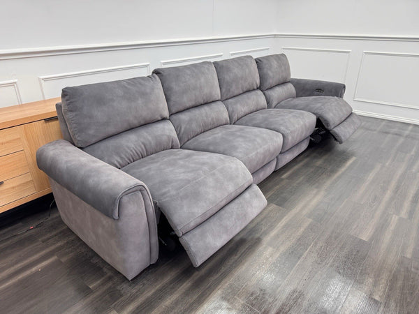Furniture Village Nixon Large 4 Seater Sofa Power Recliner In Grey Lux Velvet2