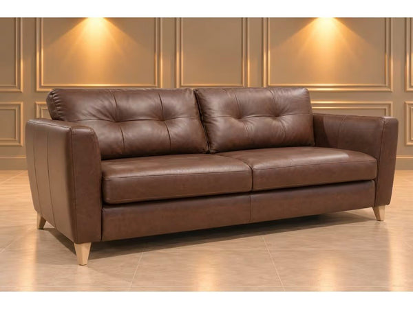 The Lounge Co. Hermione bourbon leather standard 3 seater sofa0