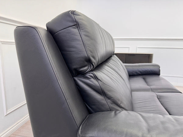 G PLAN Thornbury Static 3 Seater Sofa In Jet Black Leather4