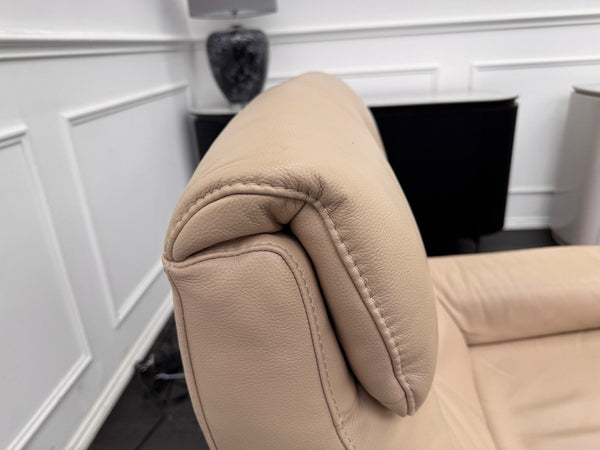 Furniture Village Rowen Beige Leather Pair Of Armchairs Power Recliner18