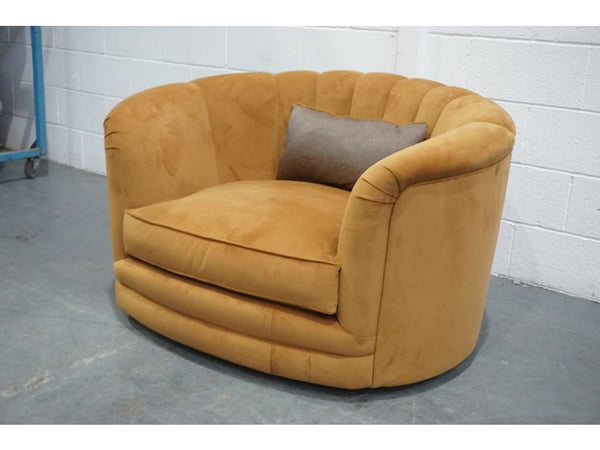 Duresta Bardot zion camel velvet fabric large swivel armchair1
