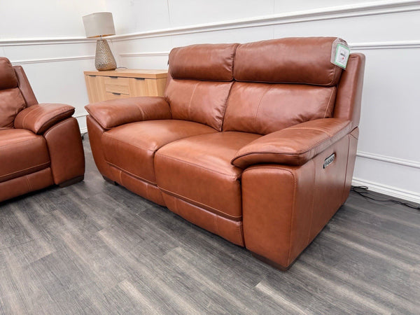 Furniture Village Starlight 3+2 Seater Sofa Set Power Recliner Tan Brown Leather16