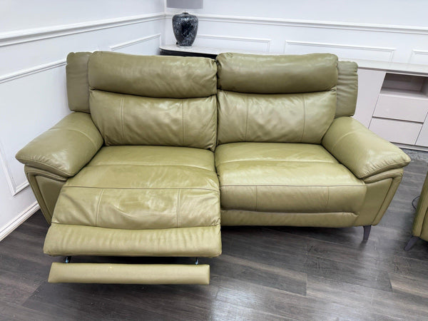 DFS Wren Power Recliner 3+3 Seater Sofa Set In Sage Green Leather11