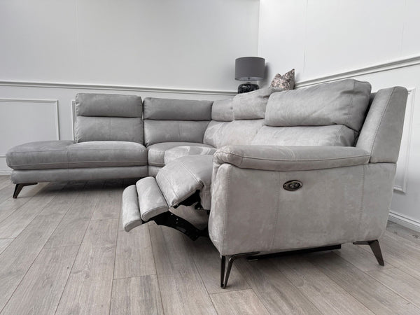 Furniture Village Contempo Grey Microfibre Power Recliner L Shape Corner Sofa4
