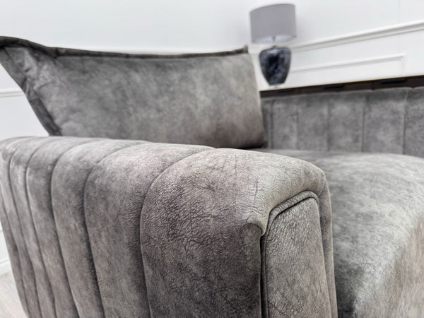 DFS Devine Grey Velvet Loveseat Cuddlier Armchair3