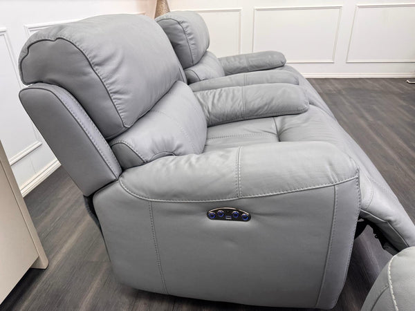 Furniture Village Link Power Recliner 2 Seater + 2x Armchairs Set Grey Leather8