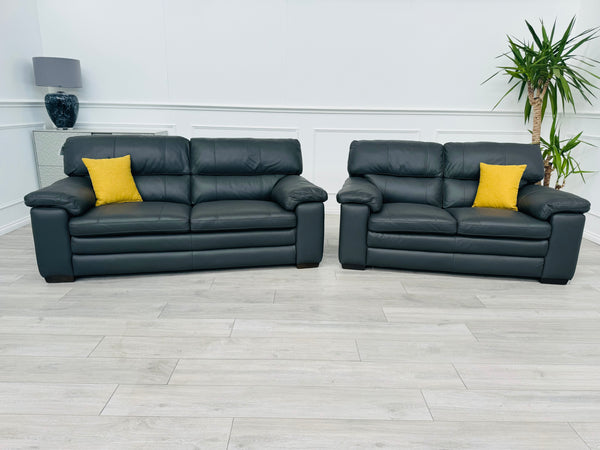 Cozee Dark Grey Leather 2.5+2 Seater Sofa Set