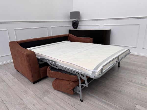 Optimus Tan Brown Fabric 3 Seater Pull Out Sofa Bed