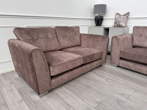 FURNITURE VILLAGE ARIANA 2+2 Seater Sofa Set Classic Back Dapple Chocolate