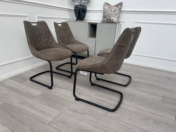Warrior Taupe Faux Leather Cantilever Dining Chair (Choose Quantity)