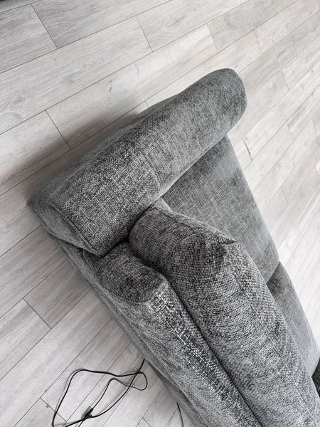 Nixon 3 Seater Grey Cross weave Fabric Power Recliner