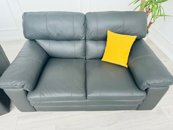 Cozee Dark Grey Leather 2.5+2 Seater Sofa Set