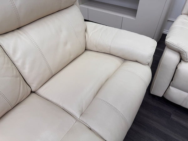Komodo Relax Station 3 & 2 Seater Cream Leather Power Recliner Headrest Sofa Set