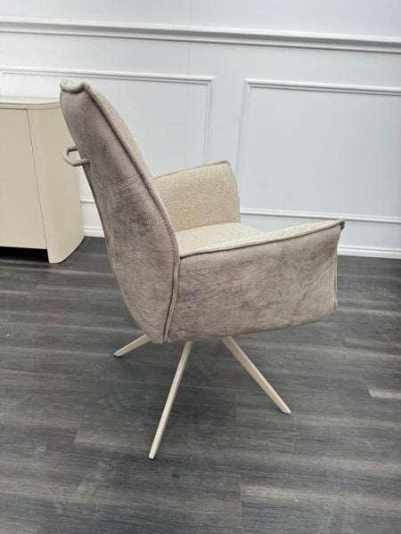 Mirage Taupe Beige Fabric Dining Chairs - bucket armchair (choose quantity)