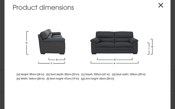 Cozee Dark Grey Leather 3+2 Seater Sofa Set