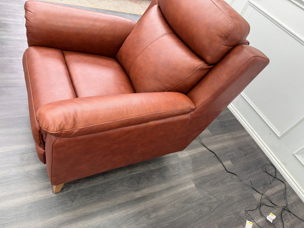 La Z Boy Kenzie Tan Brown Leather Power Recliner Fabric Armchair