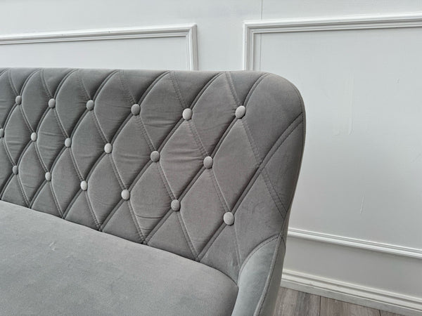 Donnie Grey Velvet Dining Bench