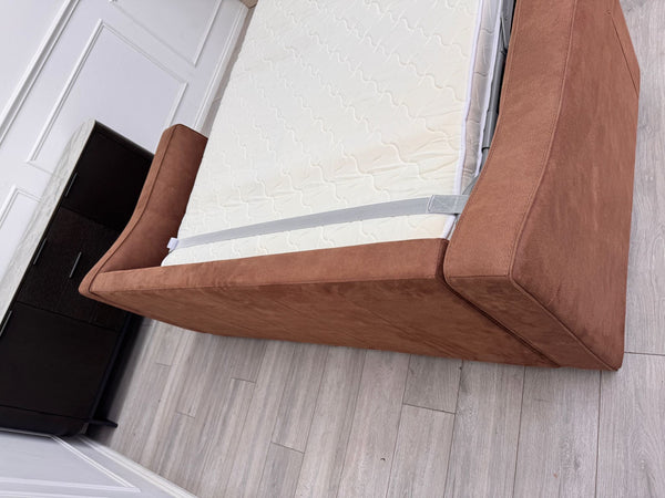 Optimus Tan Brown Fabric 3 Seater Pull Out Sofa Bed