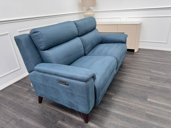 La Z Boy Bella 3 Seater Blue Fabric Power Recliner