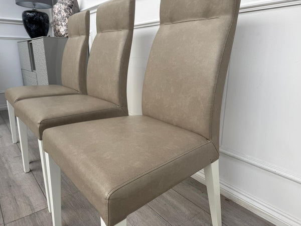 ALF Fascina Set of 6 Faux Leather Dining Chairs Taupe/ Cream RRP £3,447
