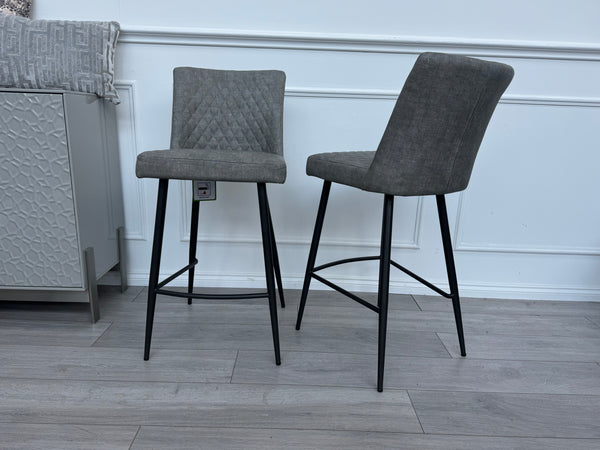 Earth Pair Of 2 Grey Dining Bar Stools