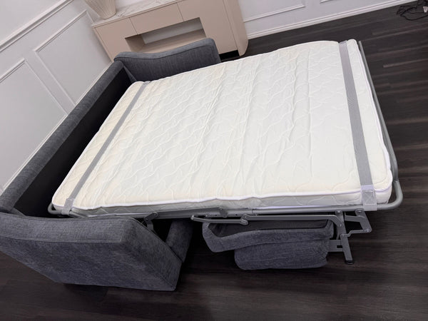 Optimus 3 Seater Grey Fabric Sofa Pull Out Bed Including Mattress