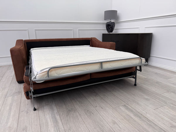 Optimus Tan Brown Fabric 3 Seater Pull Out Sofa Bed