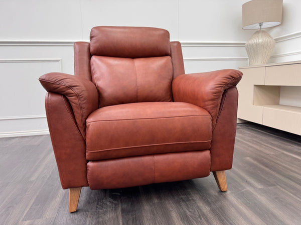 La Z Boy Kenzie Tan Brown Leather Power Recliner Fabric Armchair