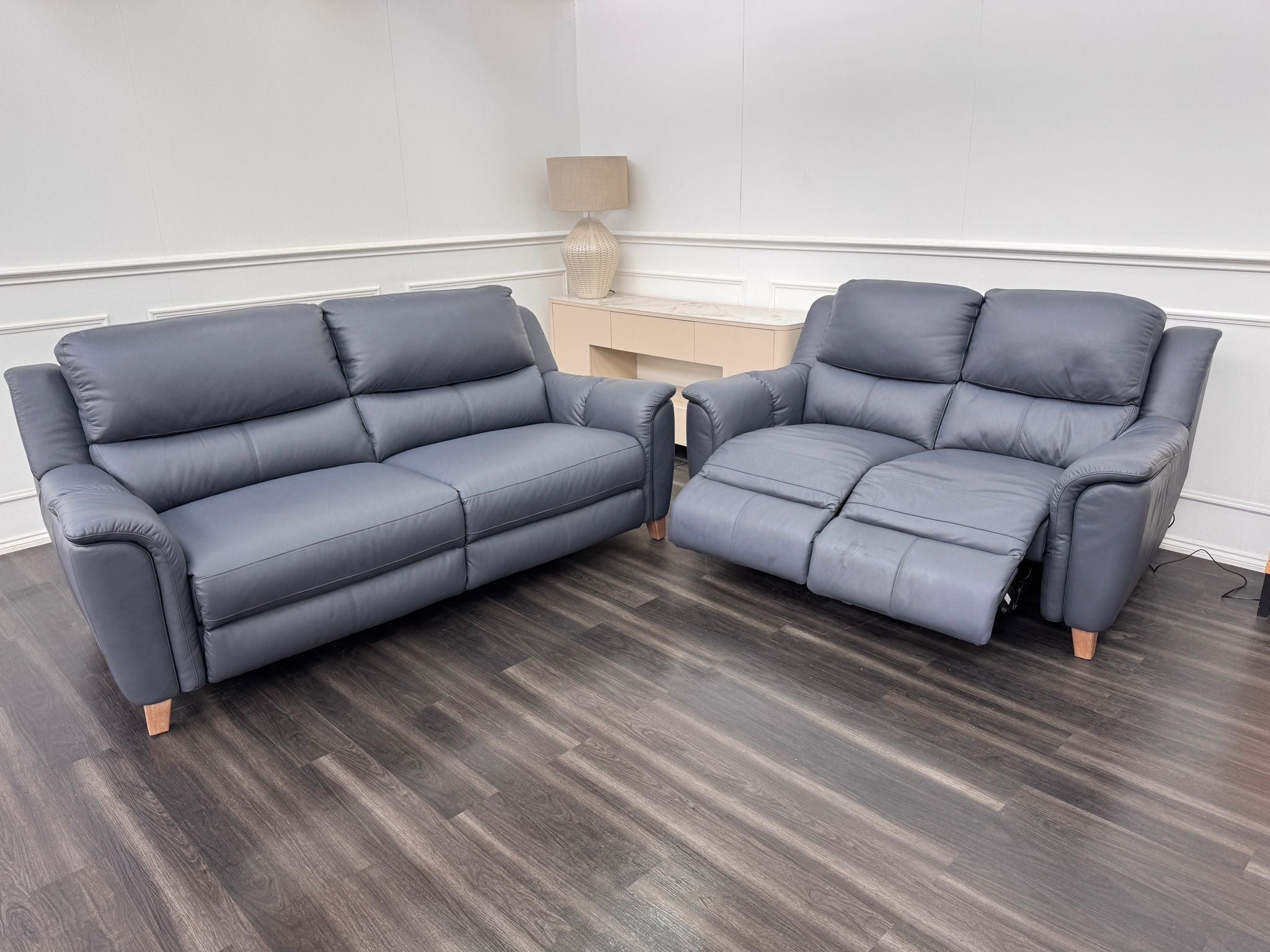 La Z Boy Vienna Pacific Leather 3 & 2 Seater Power Recliner Sofa Set