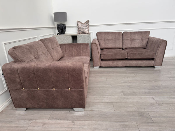 FURNITURE VILLAGE ARIANA 2+2 Seater Sofa Set Classic Back Dapple Chocolate