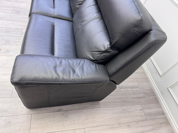 G Plan Thornbury 3 Seater Black Leather Static Sofa