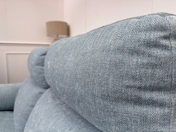 Starlight Light Blue Herringbone Fabric 3 & 2 Seater Power Recliner Sofa Set