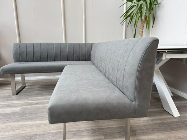 Grigio Corner Grey Fabric Left Hand Facing Dining Bench