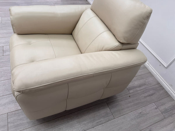 Moet Cream Leather Power Recliner Headrest Armchair