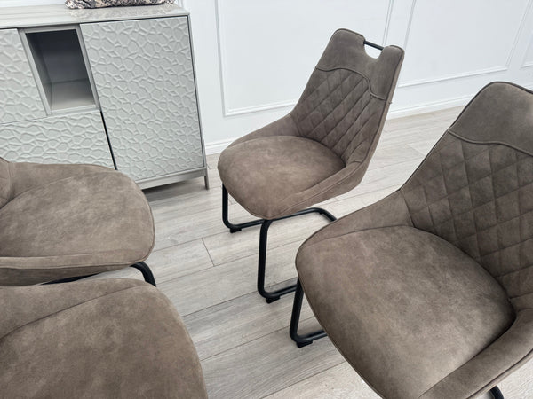 Warrior Taupe Faux Leather Cantilever Dining Chair (Choose Quantity)