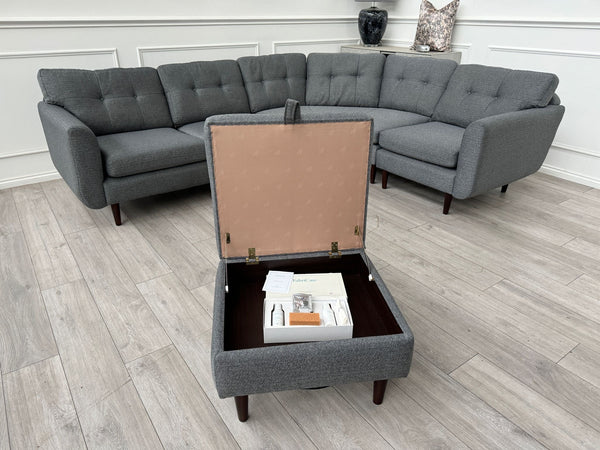 French Connection Grey Fabric Corner Sofa